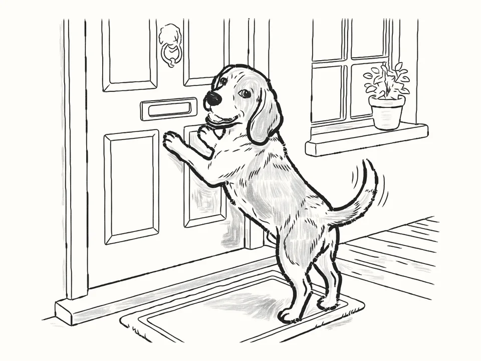 Home at last: a pencil drawing from DrawRabbit’s Dog world
