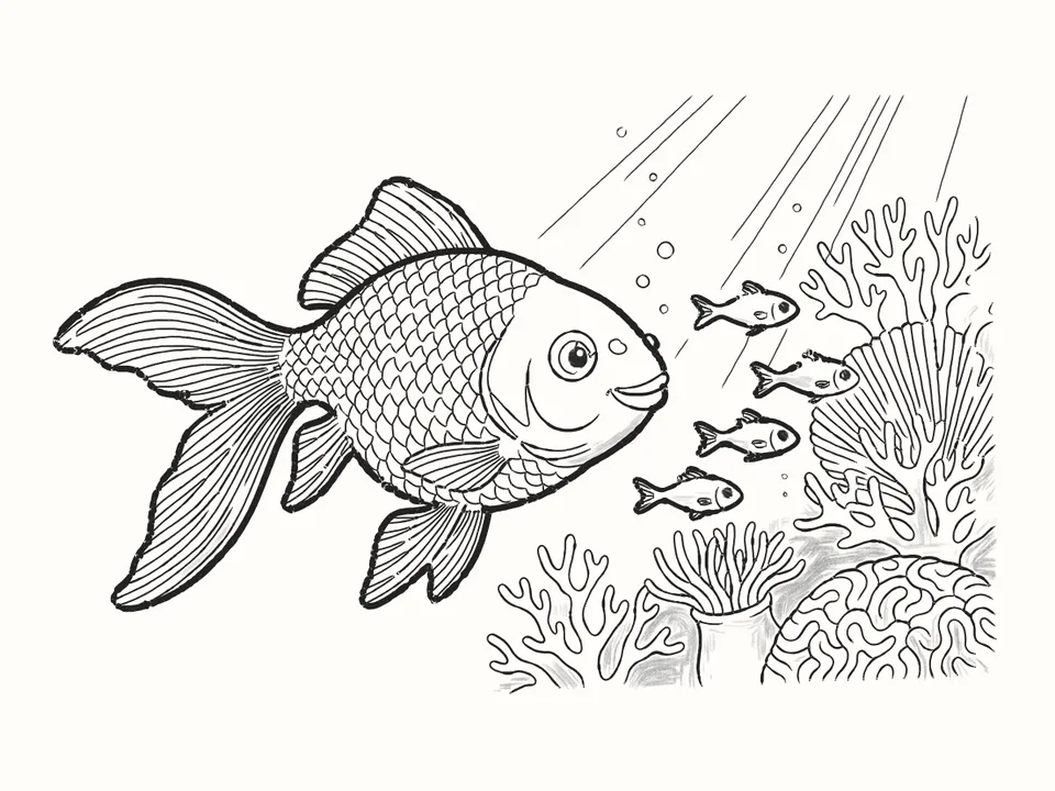 The reef: a pencil drawing from DrawRabbit’s Fish world
