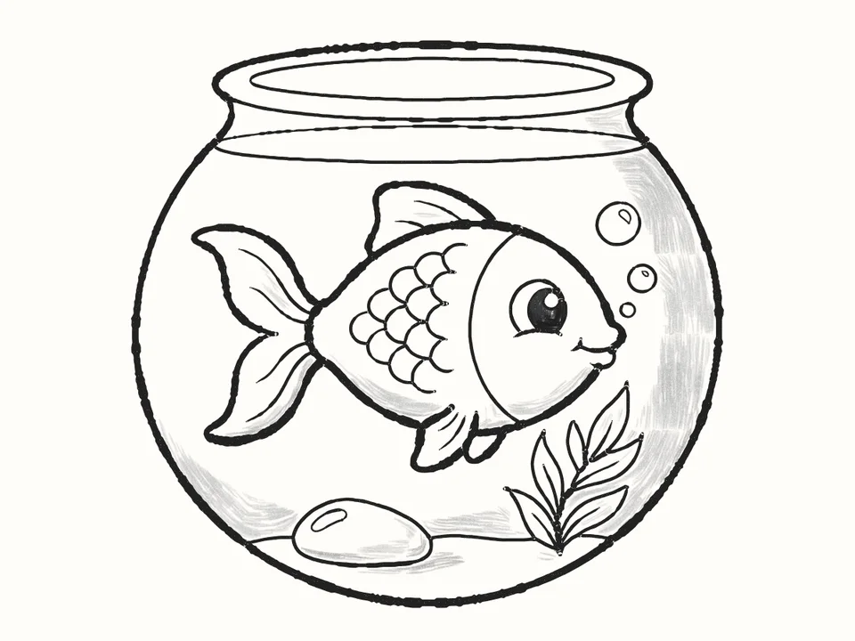 The fishbowl: a pencil drawing from DrawRabbit’s Fish world