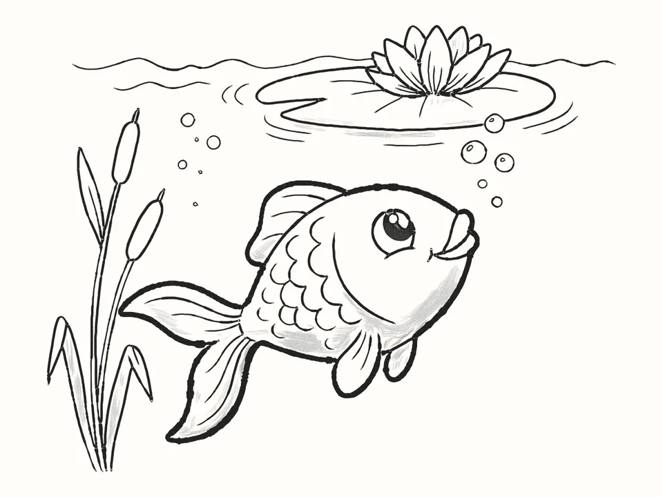 The lily pad: a pencil drawing from DrawRabbit’s Fish world