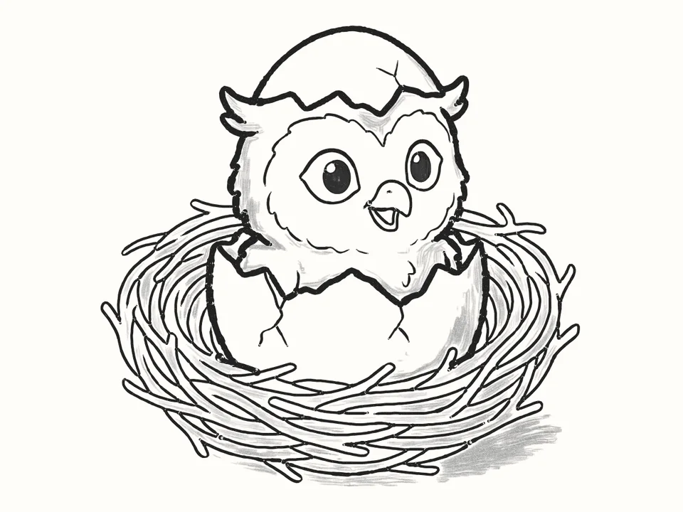 Hatching: a pencil drawing from DrawRabbit’s Owl world