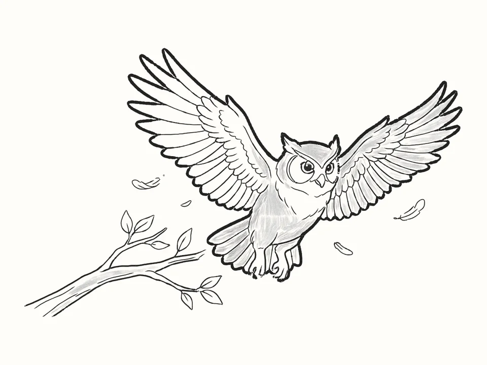 First flight: a pencil drawing from DrawRabbit’s Owl world