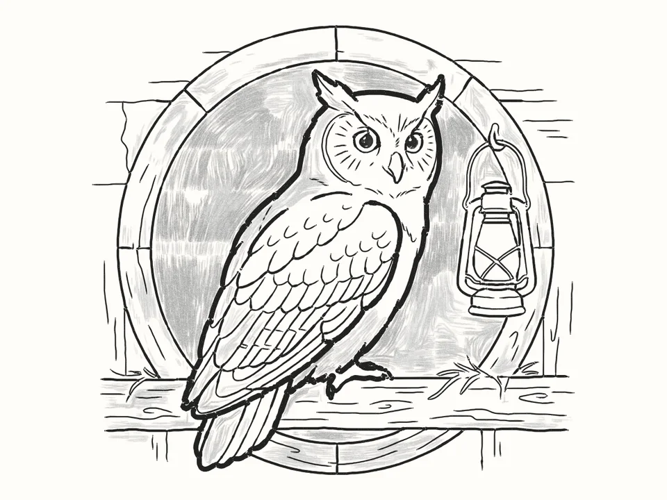 The old barn: a pencil drawing from DrawRabbit’s Owl world