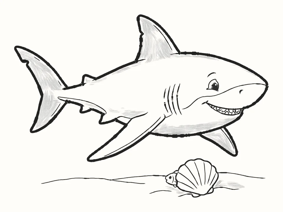 The toothy grin: a pencil drawing from DrawRabbit’s Shark world