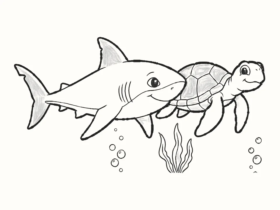 Turtle friend: a pencil drawing from DrawRabbit’s Shark world