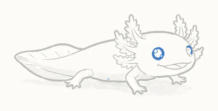 How to draw an axolotl, step 15: the darks