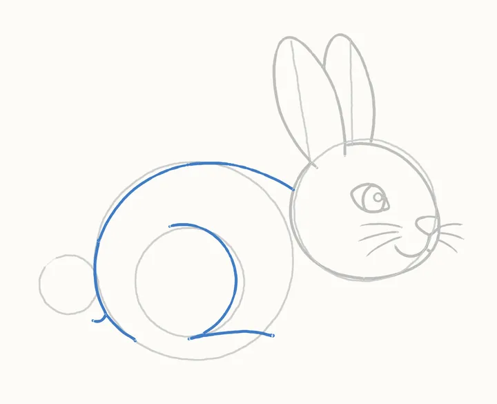 How to draw a bunny, step 7: the back and haunch
