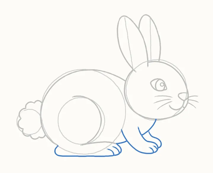 How to draw a bunny, step 9: the feet