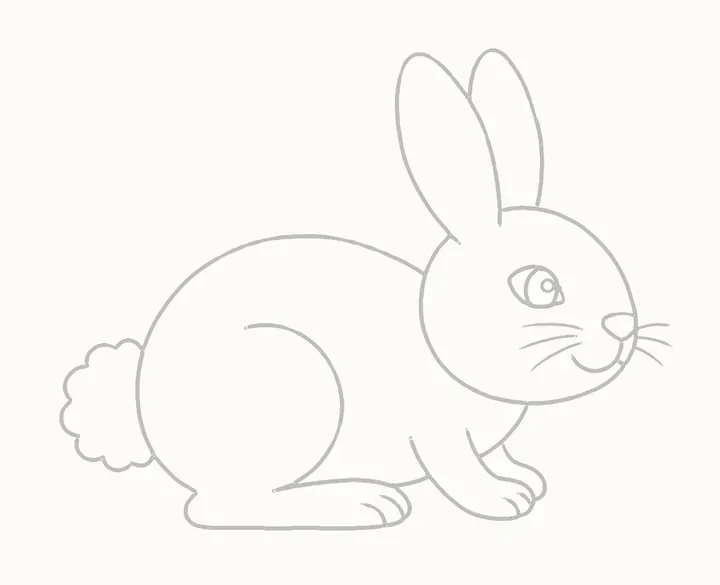 How to draw a bunny, step 10: erase the guides