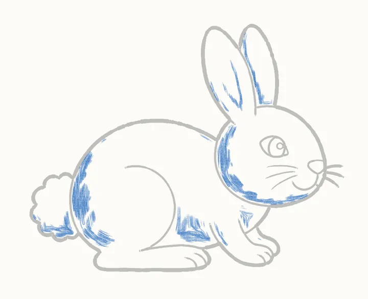 How to draw a bunny, step 12: shadow side