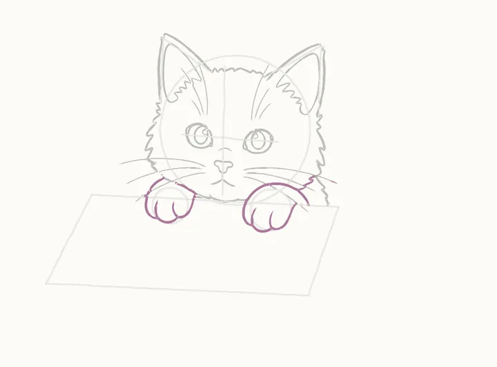 How to draw a cat in a box, step 9: the paws