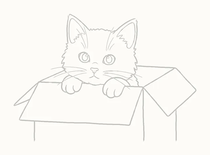 How to draw a cat in a box, step 12: erase the guides