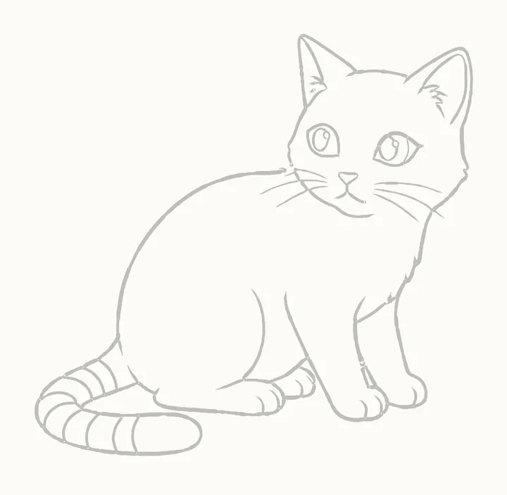 How to draw a cat, step 12: erase the guides