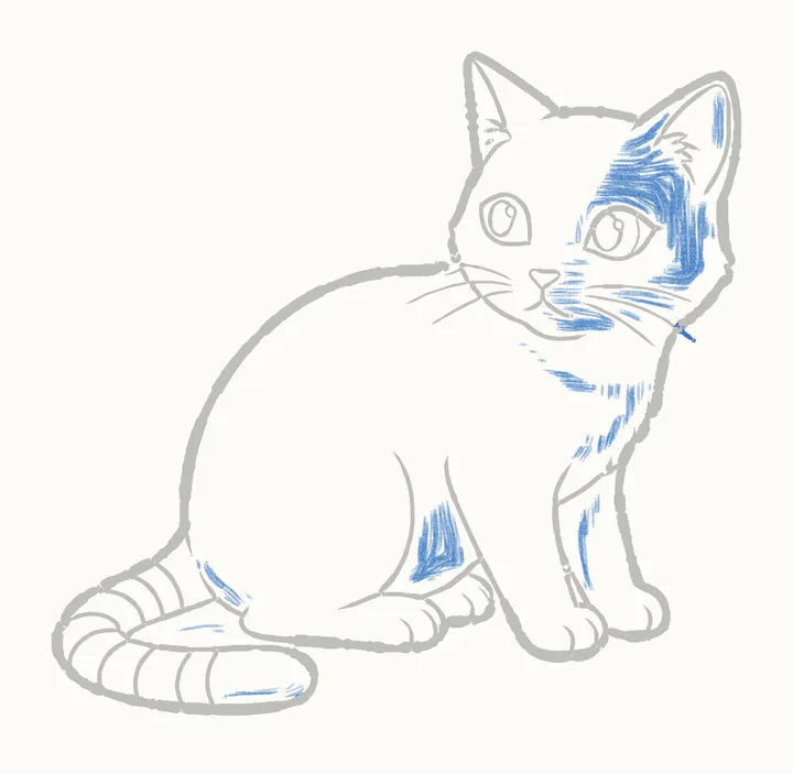 How to draw a cat, step 14: shadow side