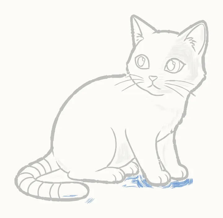 How to draw a cat, step 15: cast shadow