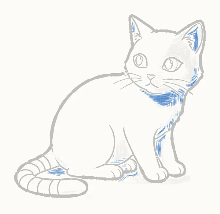 How to draw a cat, step 16: deep shadows