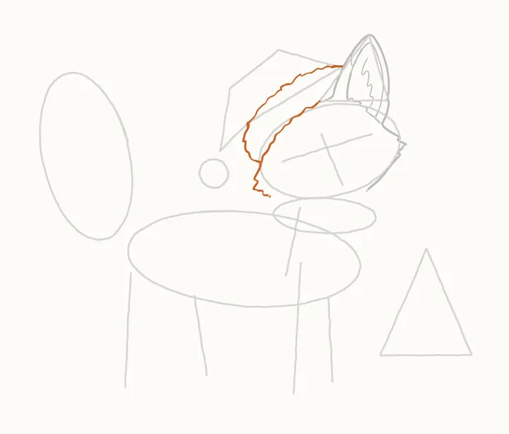 How to draw a Christmas fox, step 5: the hat's furry brim