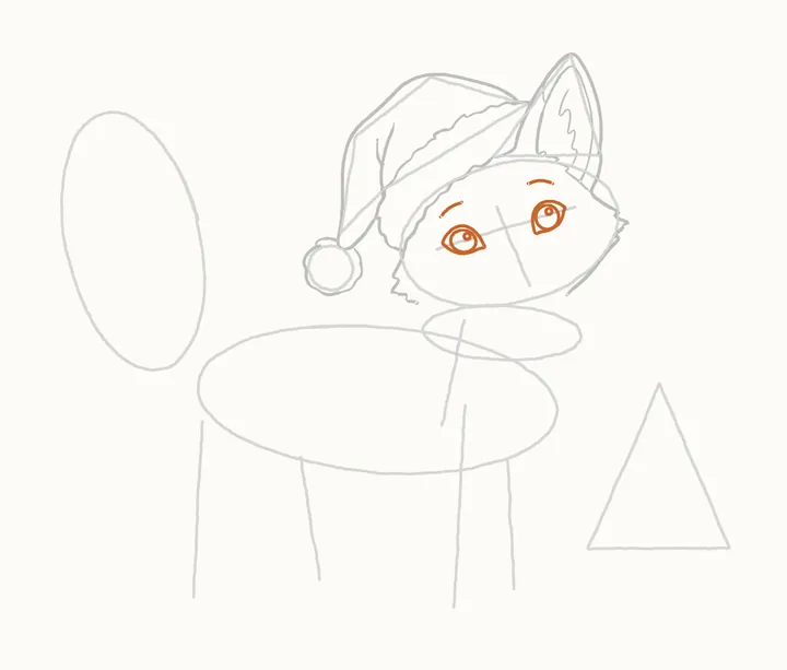 How to draw a Christmas fox, step 7: the eyes