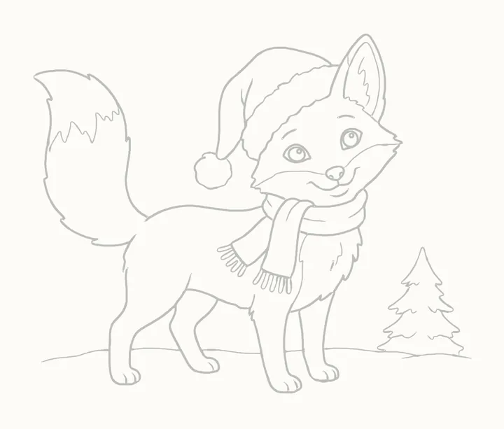 How to draw a Christmas fox, step 20: erase the guides