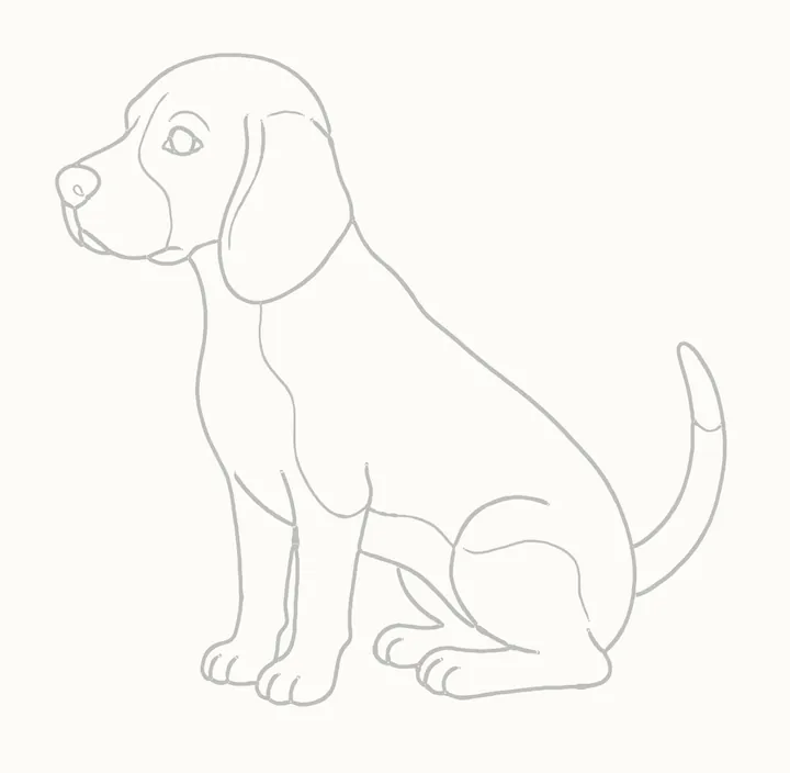 How to draw a dog, step 10: erase the guides