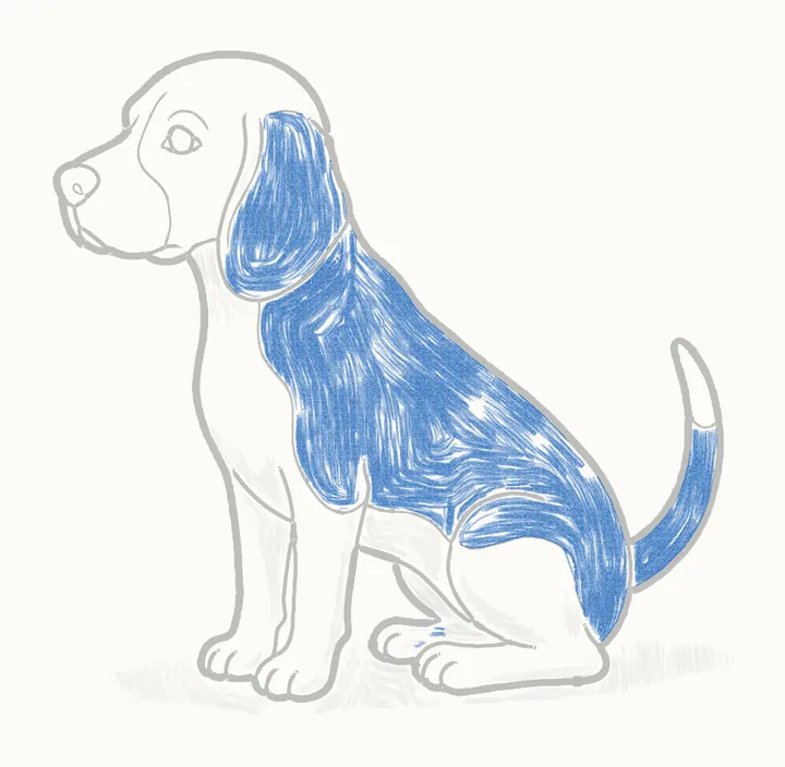 How to draw a dog, step 15: fill the markings