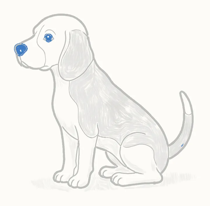 How to draw a dog, step 16: the darks