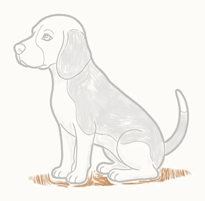 Cómo dibujar un perro, paso 26: la sombra