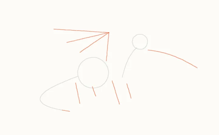 How to draw a dragon breathing fire, step 2: leg, wing and fire guides