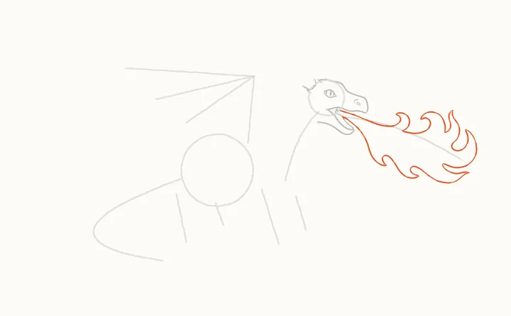 How to draw a dragon breathing fire, step 4: the fire
