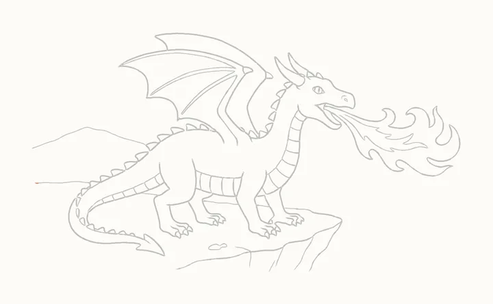 How to draw a dragon breathing fire, step 15: erase the guides