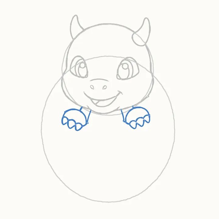 How to draw a dragon, step 6: the paws