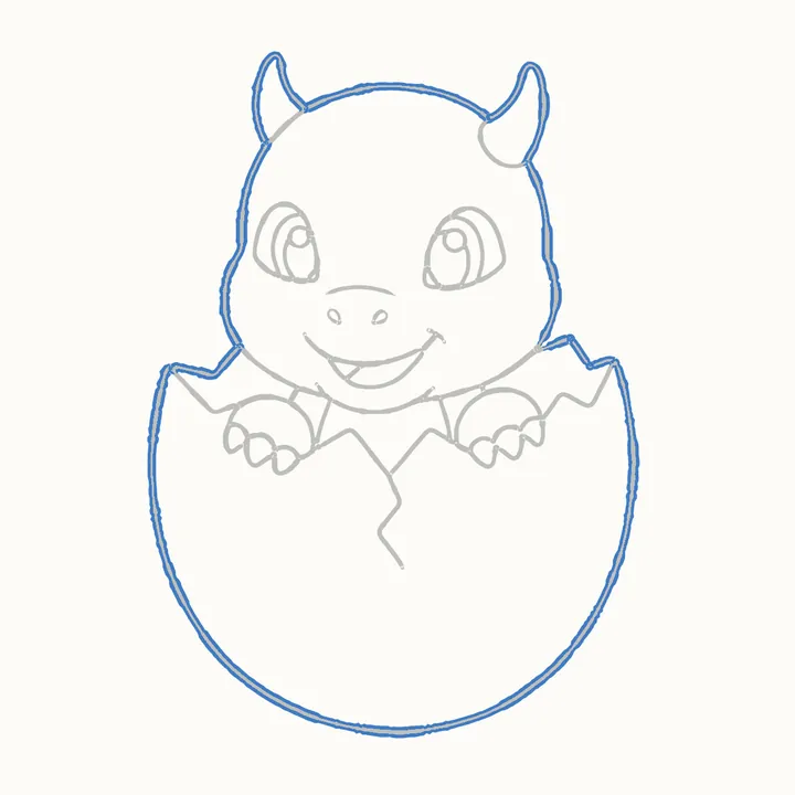 How to draw a dragon, step 9: go over the outline