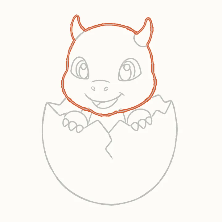 Cómo dibujar un dragón, paso 16: repasa la cabeza