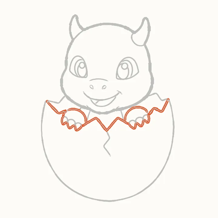 Cómo dibujar un dragón, paso 17: repasa las patas y el borde de adelante