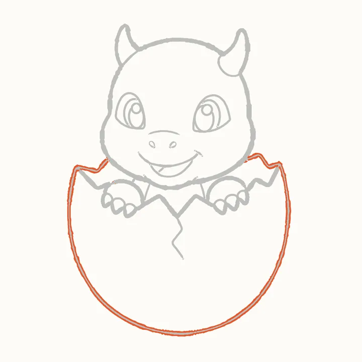 Cómo dibujar un dragón, paso 18: repasa el huevo