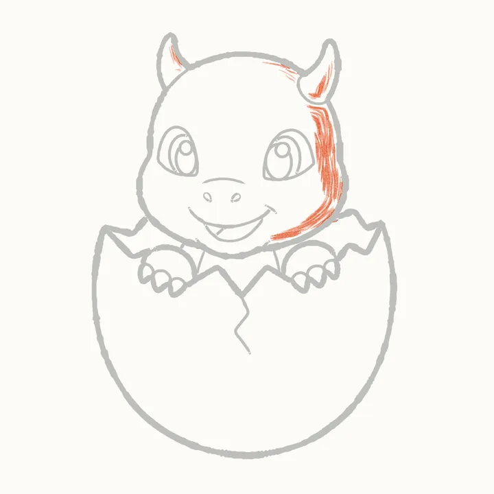Cómo dibujar un dragón, paso 19: el lado de la sombra de la cabeza
