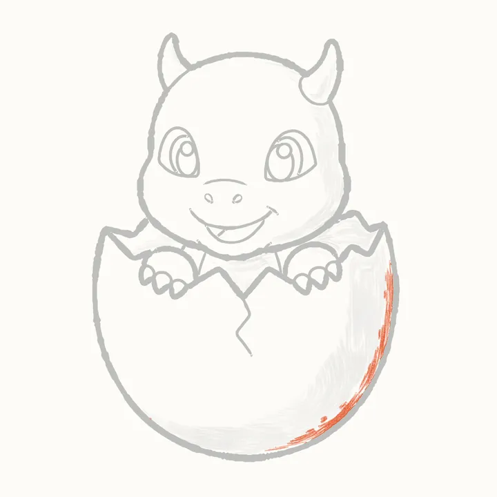 Cómo dibujar un dragón, paso 22: el borde oscuro del huevo