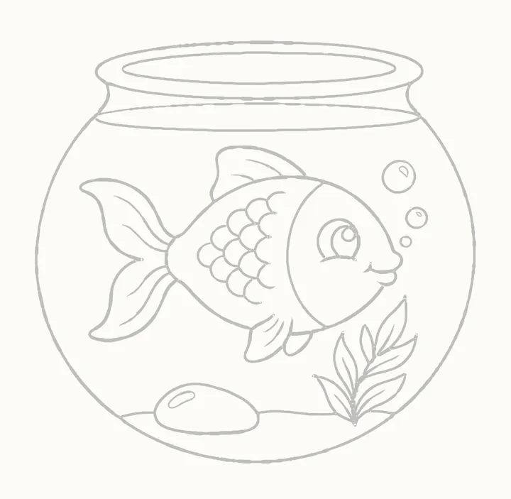 How to draw a fish in a bowl, step 19: erase the guides