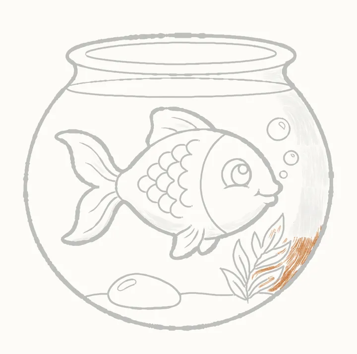 Como desenhar um peixe no aquário, passo 33: em direção ao fundo