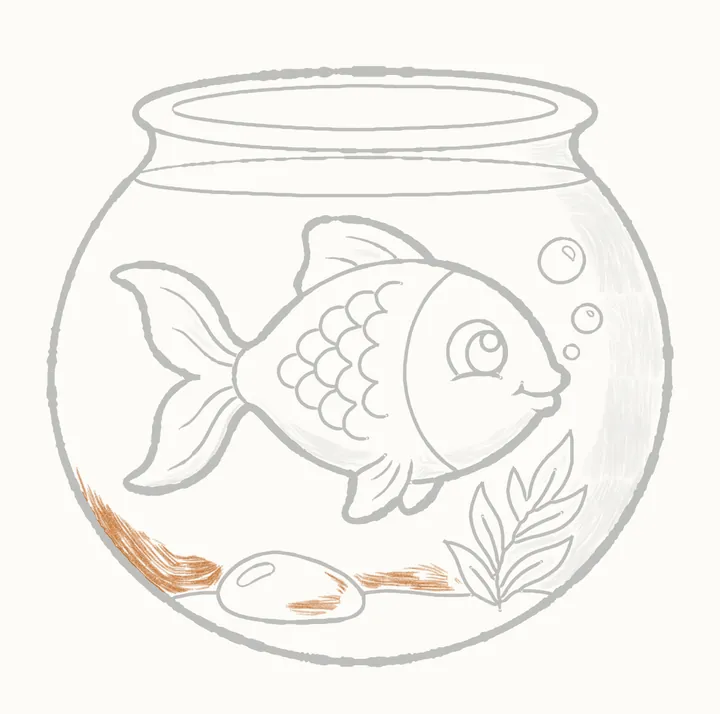 Como desenhar um peixe no aquário, passo 34: o fundo do aquário