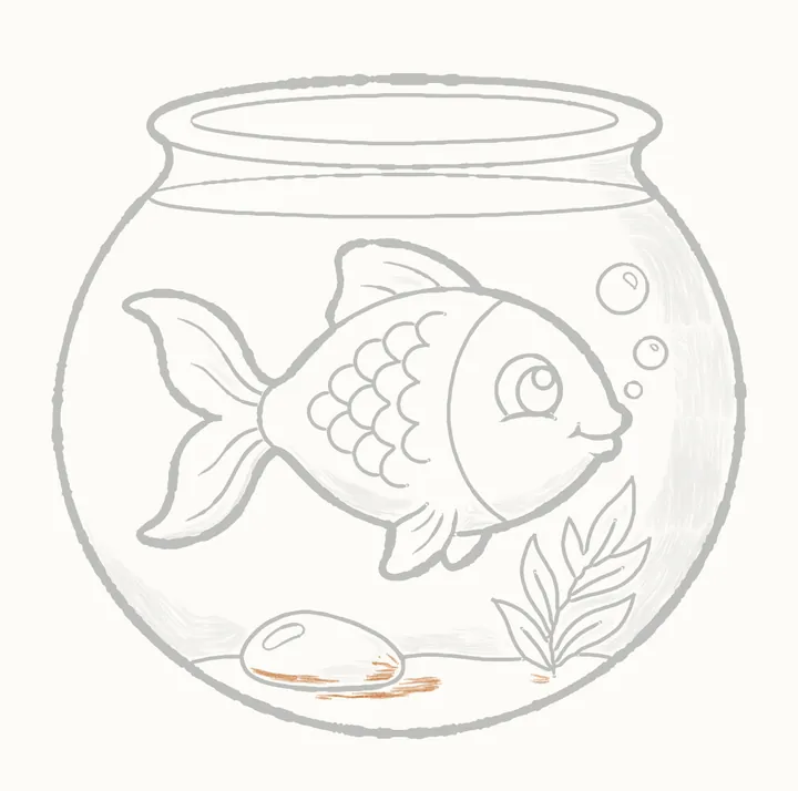 Como desenhar um peixe no aquário, passo 35: sombras profundas no fundo
