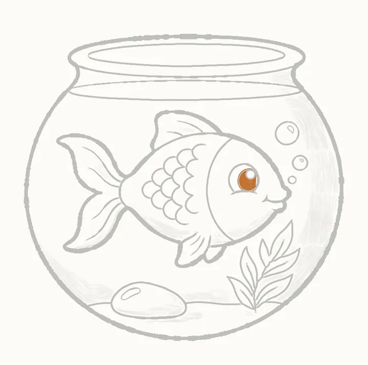 Como desenhar um peixe no aquário, passo 36: os toques escuros