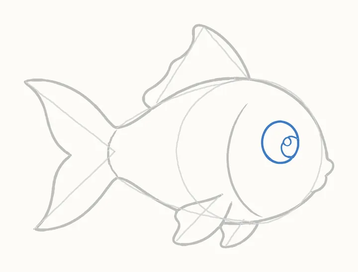 How to draw a fish, step 8: the eye