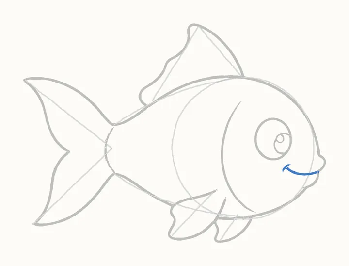 How to draw a fish, step 9: the smile