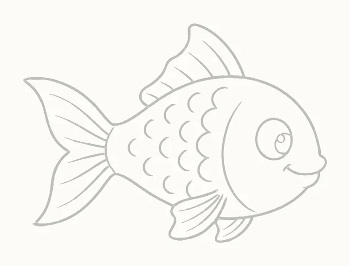How to draw a fish, step 12: erase the guides