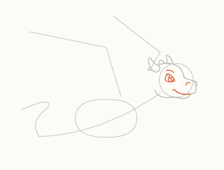 How to draw a flying dragon, step 4: the face