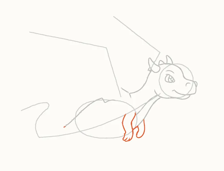 How to draw a flying dragon, step 6: the front legs