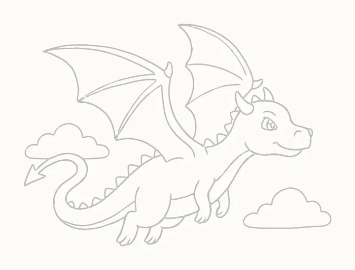 How to draw a flying dragon, step 13: erase the guides