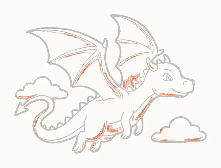 How to draw a flying dragon, step 15: shading