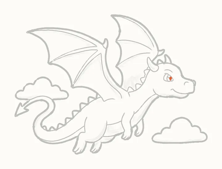 How to draw a flying dragon, step 16: the darks